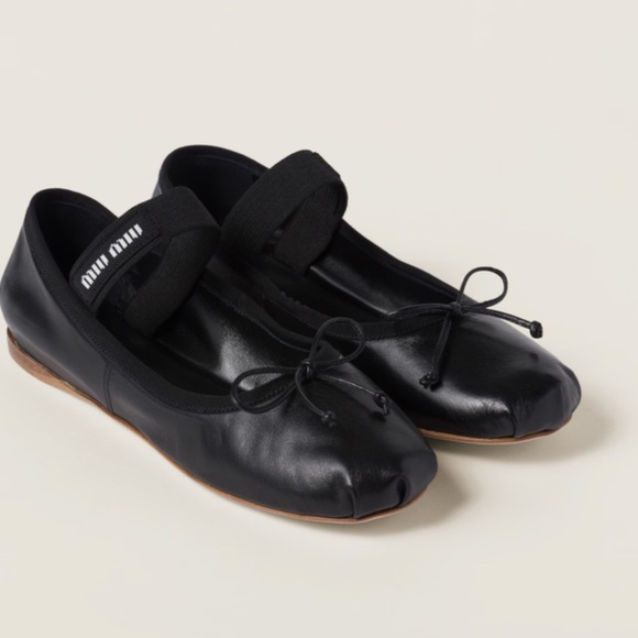 Miu Miu Shoes - Miu Miu Black Leather Loafers with Bow Detail